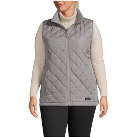 Land’s End Gray Quilted Vest Women’s Large Petite - Picture 1 of 7